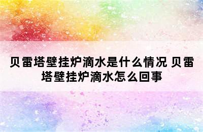 贝雷塔壁挂炉滴水是什么情况 贝雷塔壁挂炉滴水怎么回事